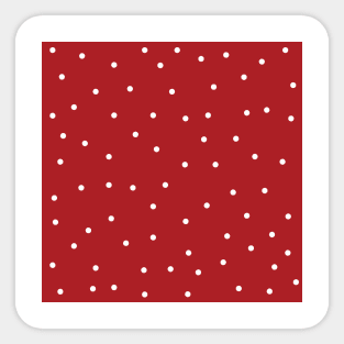 White Polka Dots on Red Background Sticker